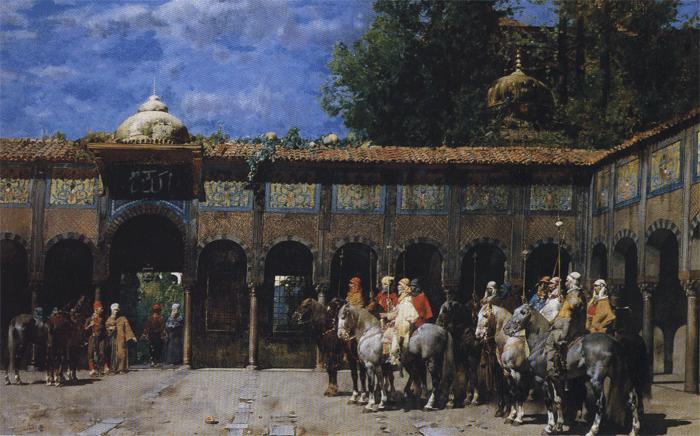 Alberto Pasini Cavalieri Circassi. France oil painting art